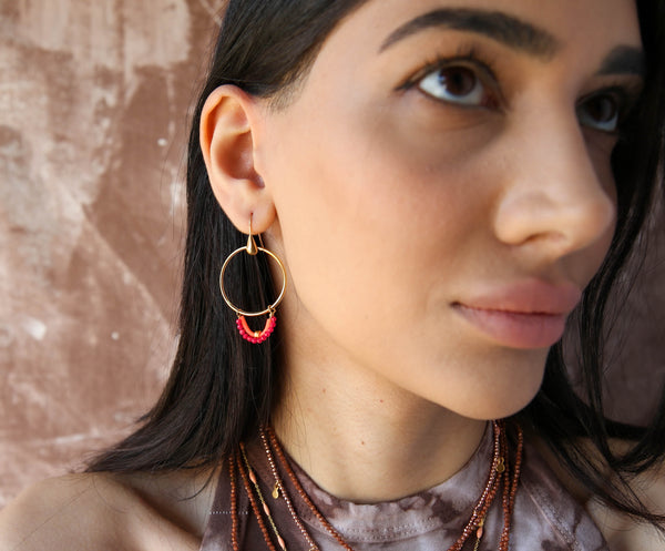 Solstice Earrings in Cherry Pink
