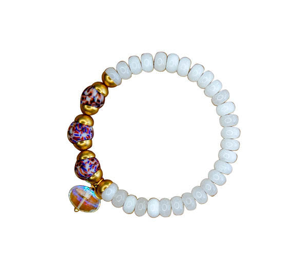 Capri Elastic Bracelet in White Opal