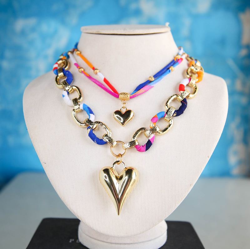Fizz Fabric Necklace in Hot Pink Multi