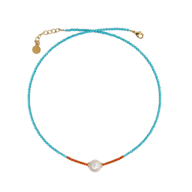 Tether Necklace in Turquoise and Carnelian