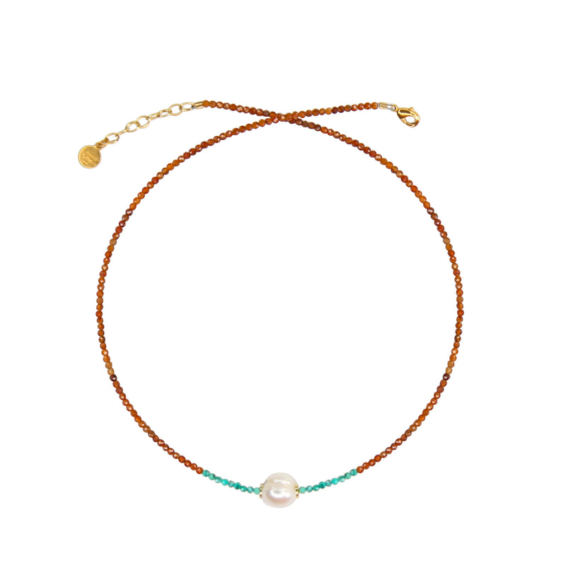 Tether Necklace in Sunstone and Sleeping Beauty Turq.