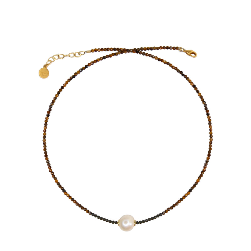 Tether Necklace in Tiger's Eye and Spinel