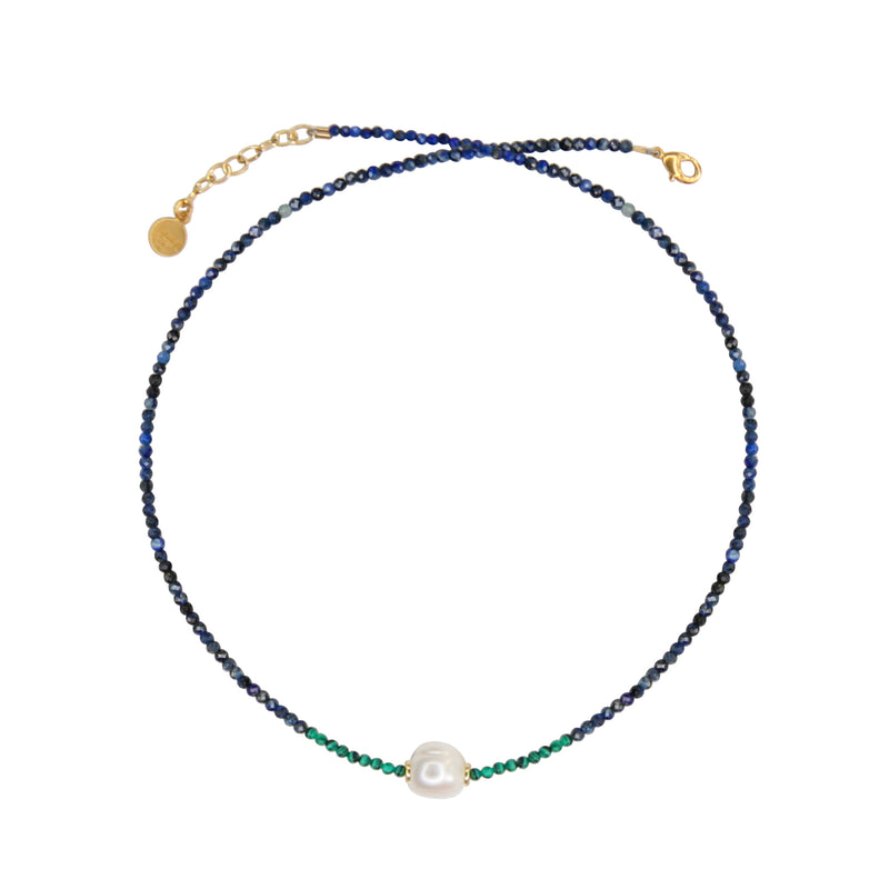 Tether Necklace in Malachite and Lapis