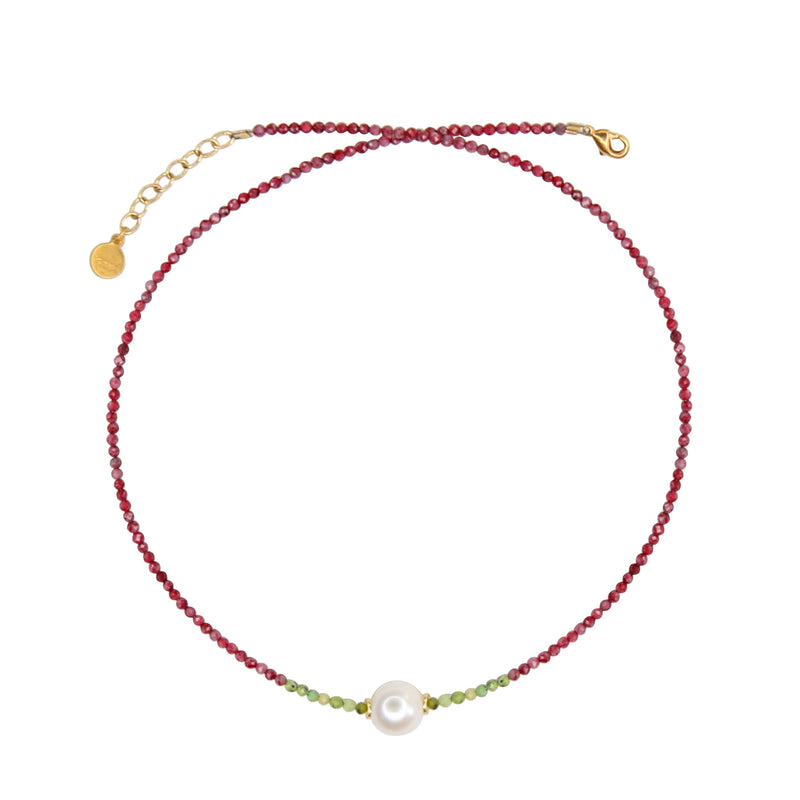 Tether Necklace in Green Opal and Ruby