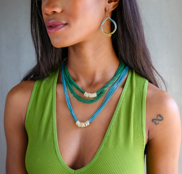 Tango Long Necklace in Agave Blue