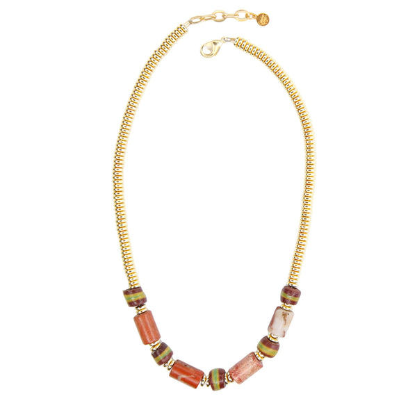 Tribe Beaded Necklace in Rust