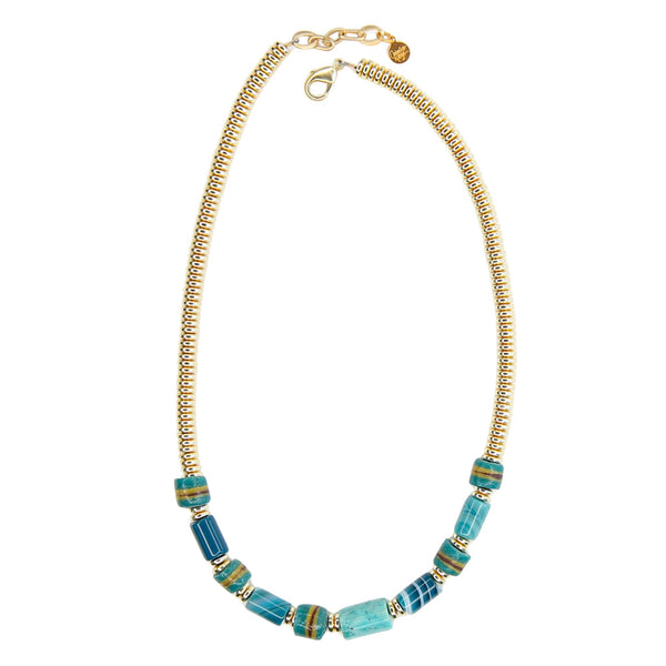 Tribe Beaded Necklace in Deep Teal