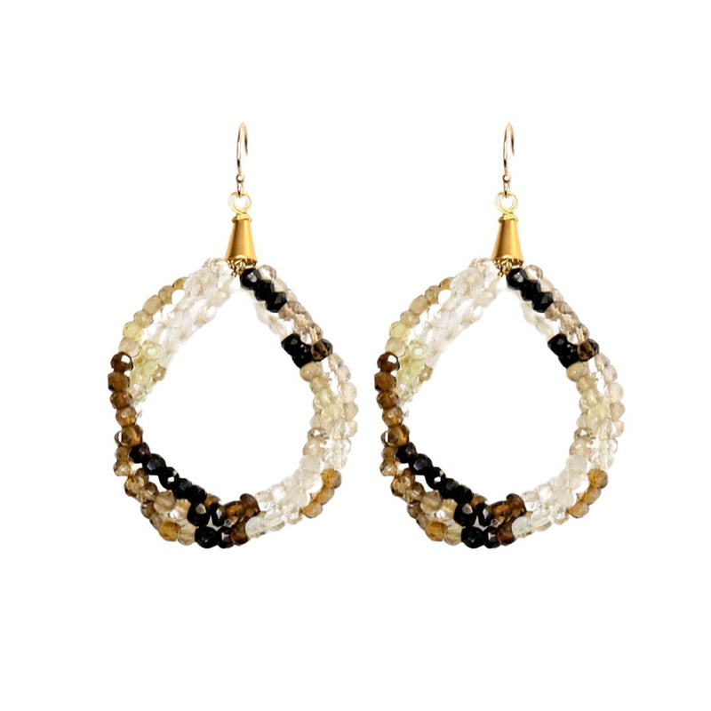 Twine Hoop Earrings in Black Multi Quartz