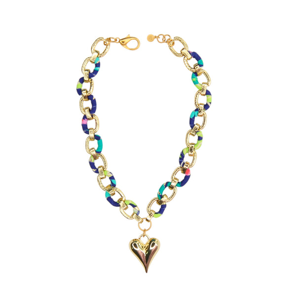 Zaza Link Necklace in Marine Blue