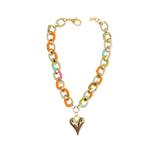 Zaza Link Necklace in Pink Melon